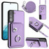 For Samsung Galaxy S22 5G Organ Card Bag Ring Holder Phone Case with Long Lanyard(Purple)