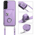 For Samsung Galaxy S22 5G Organ Card Bag Ring Holder Phone Case with Long Lanyard(Purple)