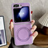 For Samsung Galaxy Z Flip5 Skin Feel Leather Texture MagSafe Pearlescent Paint Shockproof Phone Case(Purple)