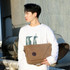 LIJIEBAO Canvas Shoulder Bag Men Casual Messenger Bag Simple Student Schoolbag(Coffee)