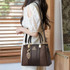 Spring Summer Lady Handbag Large Capacity Colorblocking Shoulder Crossbody Bag(Coffee)