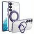 For Samsung Galaxy S22+ Electroplating MagSafe 360 Degree Rotation Holder Shockproof Phone Case(Dark Purple)