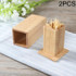 2 PCS Natural Bamboo Toothpick Box Square Restaurant Hotel Toothpick Can with Lid