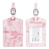 Marbled PU Leather Luggage Tag Oil Edge Sewing With Metal Hardware Buckle(Pink)