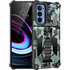 For Motorola Edge (2021) Camouflage Armor Shockproof TPU + PC Magnetic Protective Phone Case with Holder(Mint Green)