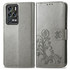 For ZTE Axon 30 Ultra 5G Four-leaf Clasp Embossed Buckle Mobile Phone Protection Leather Case with Lanyard & Card Slot & Wallet & Bracket Function(Gray)