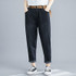 Literary And Casual Loose Wild Thin Straight Distressed Jeans Trousers Old Pants (Color:Black Size:XL)