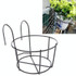 Balcony Fence Round Metal Flower Stand Wrought Iron Wall-mounted Flower Pot Stand, Size:M(Black)