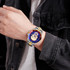 SKMEI 9195 Fashion Water-inlaid Drill Skull Nightlight Waterproof Quartz Watch Steel Strip Watch for Men(Silver Blue)