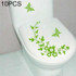 10 PCS Butterfly Flower Vine Bathroom Wall Stickers Home Decoration Wallpaper Wall Decals For Toilet Decorative Sticker(Green)