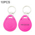 10 PCS 125KHz TK/EM4100 Proximity ID Card Chip Keychain Key Ring(Pink)