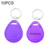 10 PCS 125KHz TK/EM4100 Proximity ID Card Chip Keychain Key Ring(Purple)