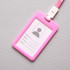 3 PCS Credit Card Holders PU Bank Card Neck Strap Bus Card ID Card Holder Identity Badge with Lanyard(Pink)