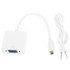 22cm Full HD 1080P Micro HDMI Male to VGA Female Video Adapter Cable with Audio Cable(White)