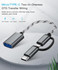 USB 3.0 Female to Micro USB + USB-C / Type-C Male Charging + Transmission OTG Nylon Braided Adapter Cable, Cable Length: 17cm (Grey)