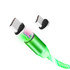 2 in 1 USB to Type-C / USB-C + Micro USB Magnetic Absorption Colorful Streamer Charging Cable, Length: 1m(Green Light)