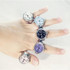 2PCS L04 Dial Quartz Analog Watch Creative Steel Cool Elastic Quartz Finger Ring Watch for Men / Women(Blue)