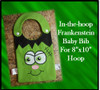 In The Hoop Frankenstein Baby Bib Embroidery Machine Design for 8"x10" Hoop