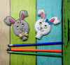 In The Hoop Bunny Pencil Topper Embroidery Machine Design Set