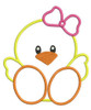 Chick With Bow Applique Embroidery Machine Design