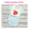 Ladybug with Flowers Applique Embroidery Machine Design