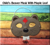 In The Hoop Beaver Child Mask With Maple Leaf Embroidery Machine Design