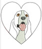 In The Hoop Basset Hound Stocking and Heart Ornament Embroidery Machine Design Set