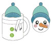 In The Hoop Snowman Cup Gift Card Holder and Ornament Embroidery machine Design set