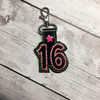 In The Hoop Sweet Sixteen Can Wrap and Key Fob Embroidery Machine Design Set