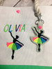 In The Hoop Ballerina With Rainbow Tutu Key Fob And EMbroidery Machine Design Set