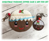 In The Hoop Christmas Pudding Zipped Case And Key Fob Embroidery Machine Design Set