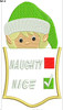 In the hoop Elf Girl Naughty Nice Pocket Embroidery Machine Design