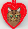 In The Hoop Cat #11 Heart Ornament Embroidery Machine Design