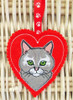 In The Hoop Cat #11 Heart Ornament Embroidery Machine Design