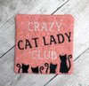 In The Hoop Crazy Cat Lady Club Coaster Embroidery Machine Design