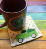 In The Hoop Truck With Clovers Coaster Embroidery Machine Design