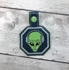 In The Hoop Alien with Headphones Key Fob Embroidery Machine Design