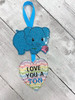 In The Hoop Elephant Valentine Ornament Embroidery Machine Design