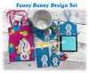 In The Hoop Funny Bunny Embroidery Machine Design Set