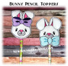 In The Hoop Bunny Head Pencil Toppers Embroidery Machine Design