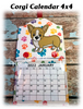 In The Hoop Corgi Calendar 4x4 Embroidery Machine Design