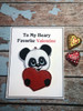 In The Hoop Panda with Heart Valentine Ornament Embroidery Machine Design