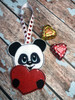 In The Hoop Panda with Heart Valentine Ornament Embroidery Machine Design