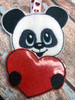 In The Hoop Panda with Heart Valentine Ornament Embroidery Machine Design