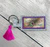 In The Hoop Blank Rectangle Key Fob With Applique Embroidery Machine Design Set