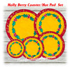 In The Hoop Holly Berry Coaster Hot Pad Embroidery Machine Design Set 