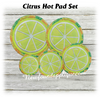 In The Hoop Citrus Coaster Hot Pad Embroidery Machine Design Set