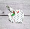In The Hoop Lined Heart Apple Key Fob And Tag Embroidery Machine Design Set