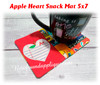 In The Hoop Lined Heart Apple Snack Mat Embroidery Machine Design