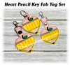 In The Hoop Heart Apple Key Fob Tag Embroidery Machine Design set